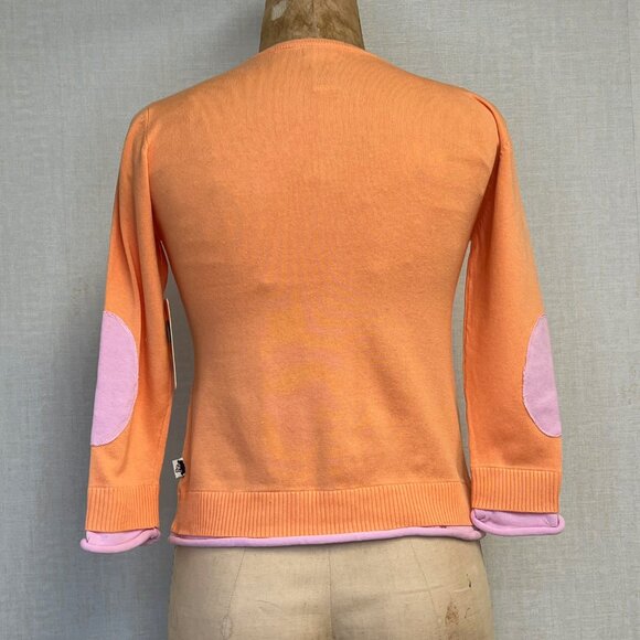 NWT Deadstock 2000s Coquette Color Blocked Elbow Patch Cardigan Sweater Large - Picture 4 of 4